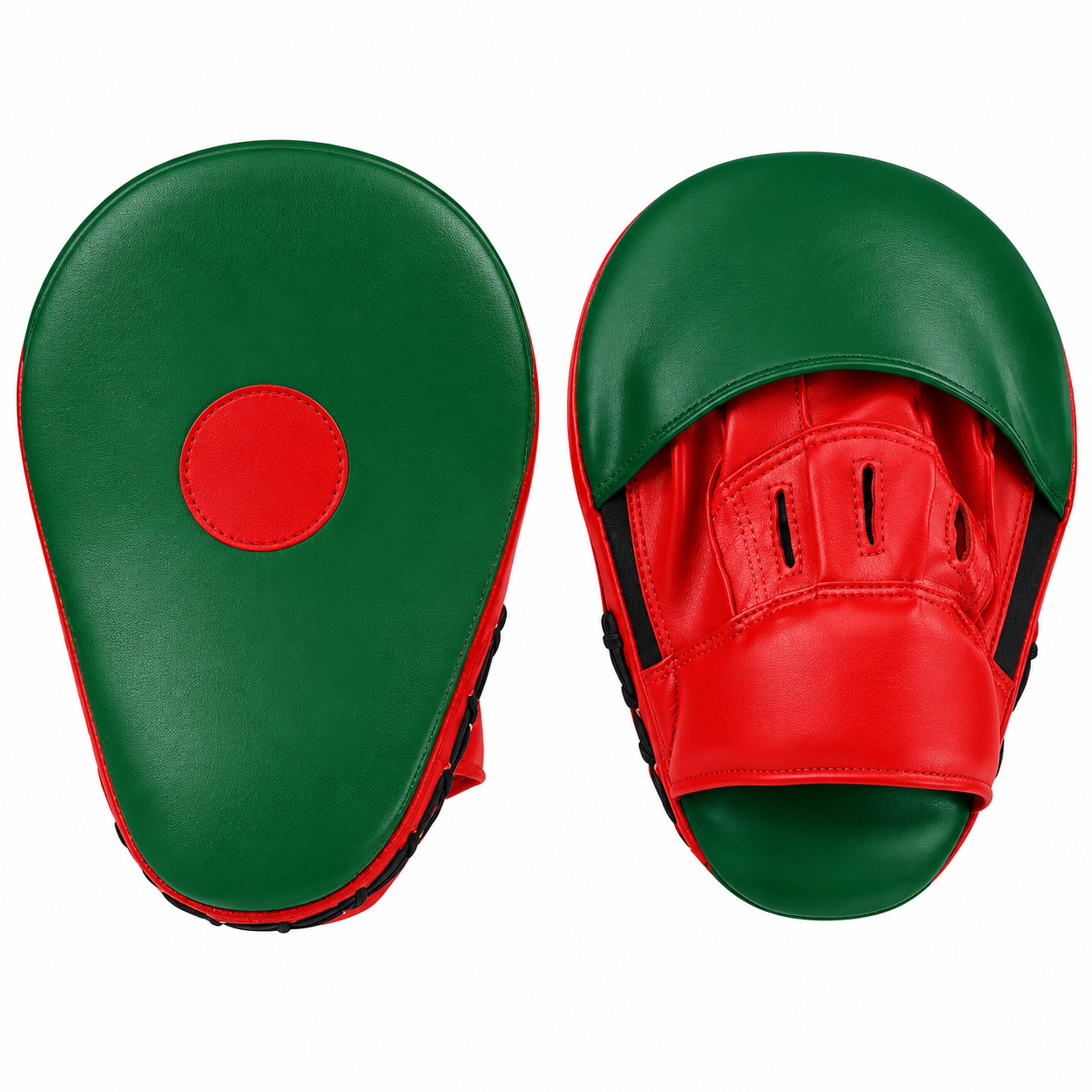 Hook & Jab Focus Pad Synthetic Leather Green & Red Custom Combat Sports Manufacturer